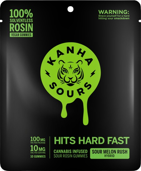 Photograph of product: SOUR MELON RUSH (H) ROSIN NANO 10PK GUMMIES