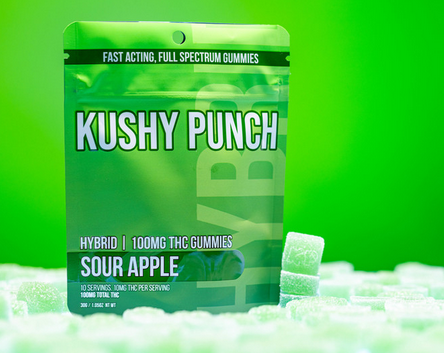Photograph of product: Kushy Punch: Sour Apple Hybrid Gummies