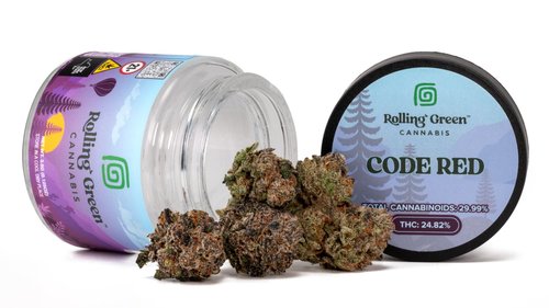 Photograph of product: Rolling Green Jar Code Red - 3.5g