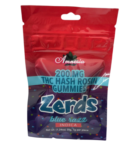 Photograph of product: Amnesia - Blue Razz au chocolat Rosin Zerdz 200mg