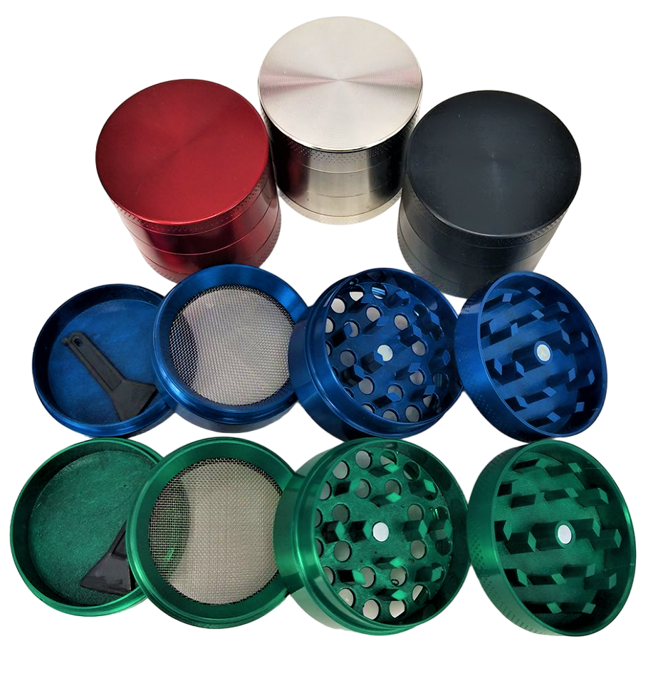 Photograph of product: 50mm Zinc 4pc Grinder | Assorted Colors