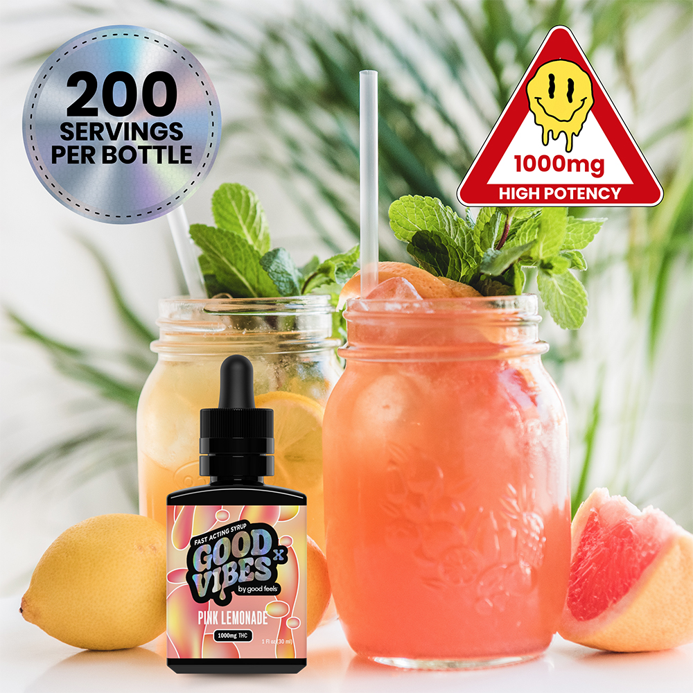 Photograph of product: Tincture | Good Vibes | Pink Lemonade Syrup | 1000mg