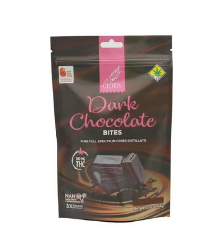 Photograph of product: Ceres Oui'd Dark Choco. Bites 10pk 100mg