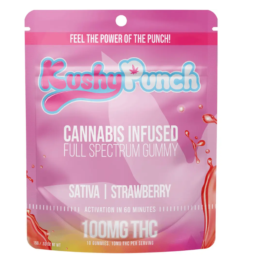 Photograph of product: Kushy Punch Strawberry Gummy 100mg