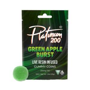 Photograph of product: Platinum Vape | 200mg Live Resin Gummies | Green Apple Burst