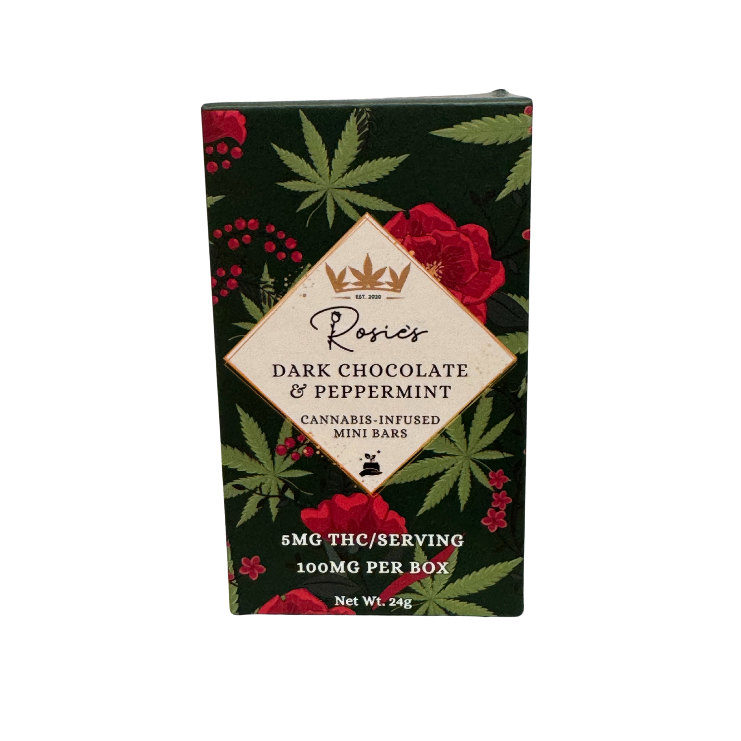 Photograph of product: Dark Chocolate Peppermint Mini Bars | 100mg | Rosie's