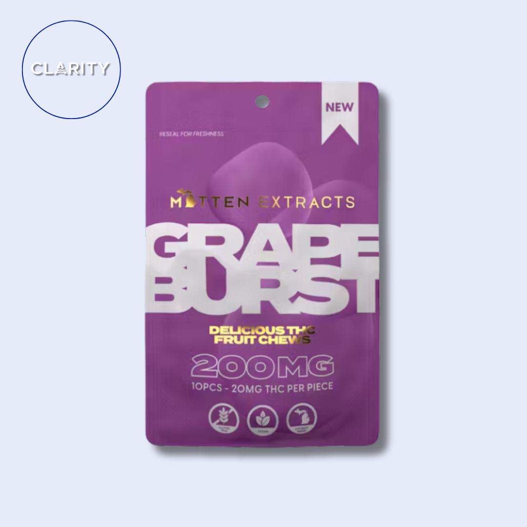 Photograph of product: Mitten Extracts | 200mg Gummies | Grape Burst