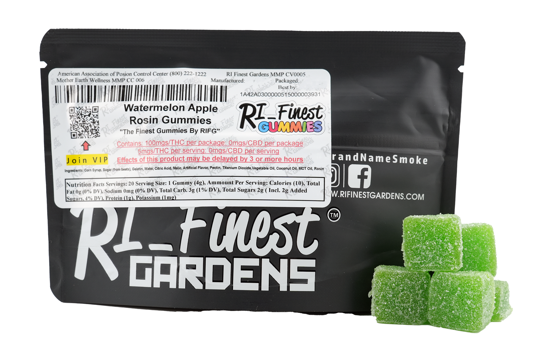 Photograph of product: Watermelon Apple Rosin Gummies - 5mg 20pk