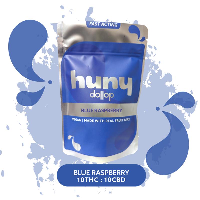 Photograph of product: Blue Raspberry | 20mg 1:1 TH-oui:CBD dollop Troches | 10pk