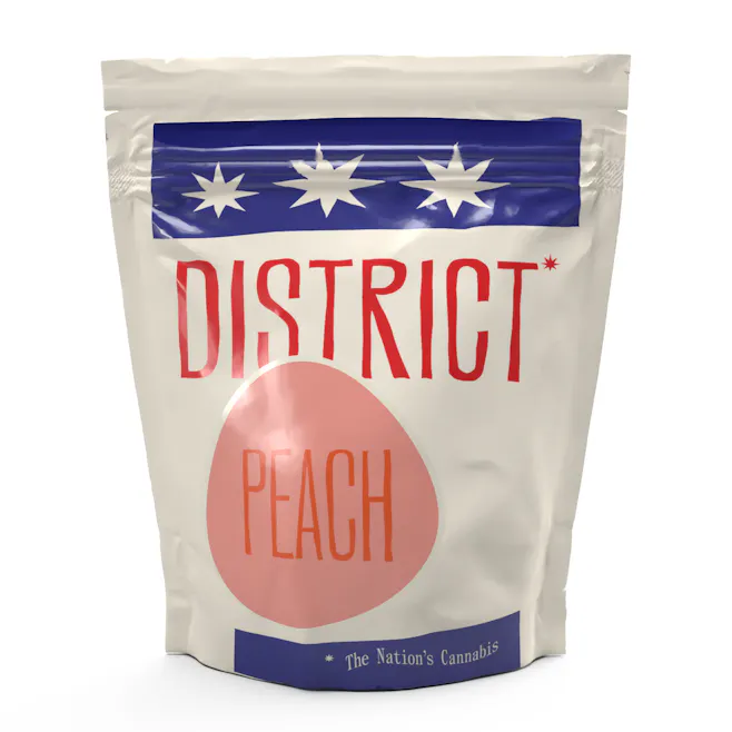 Photograph of product: District Oui'd | Peach Gummies | 10 Pack | 10mg