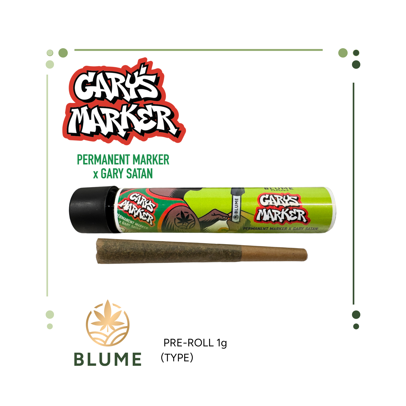Photograph of product: BLUME GARY'S MARKER PREROLL 1G