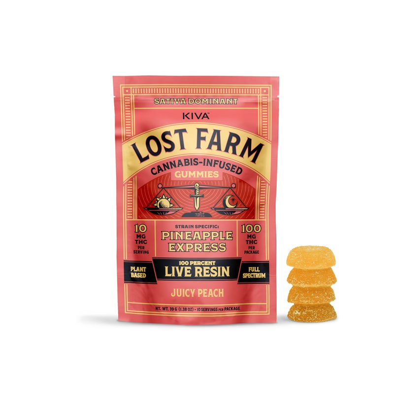 Photograph of product: LOST FARMS Gummies 100mg Live Resin: Juicy Peach 10pc