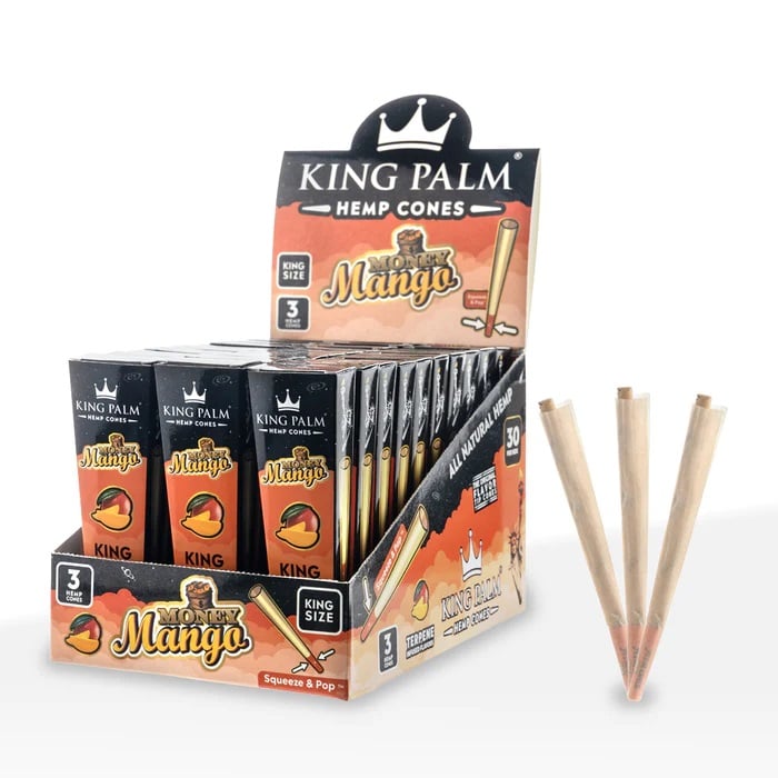 Photograph of product: King Palm l Money Mango King Size Hemp Cones l 3pk