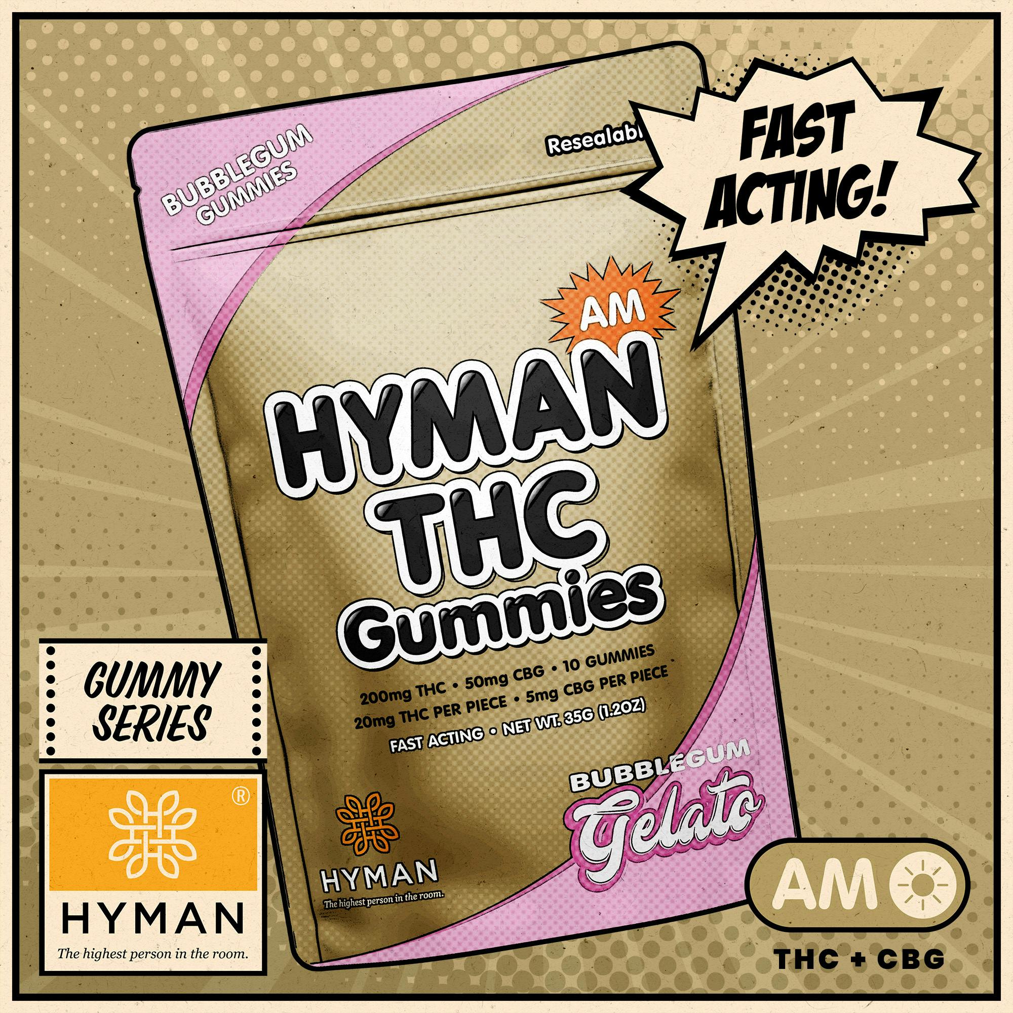 Photograph of product: HYMAN | GUMMIES | 200MG | AM | BUBBLE GUM GELATO