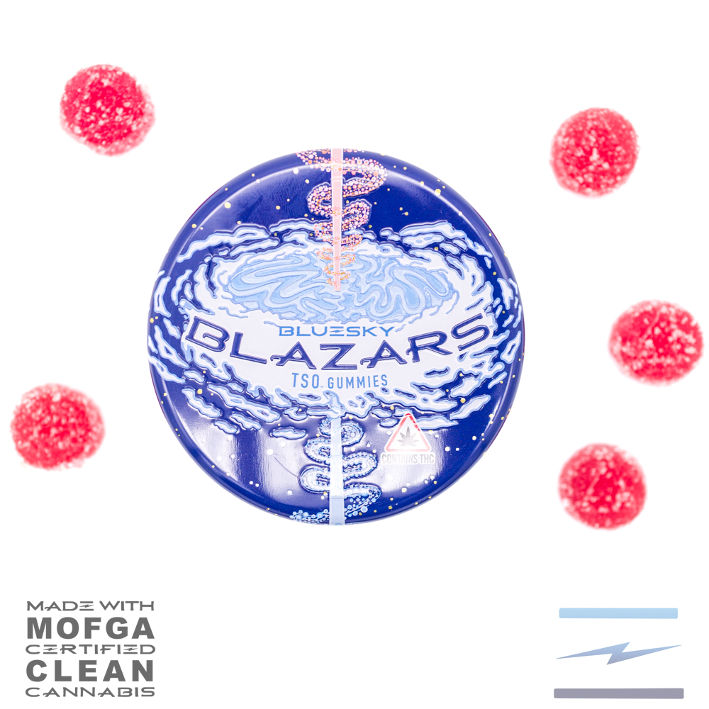 Photograph of product: Blazars TSO Gummies Sour Cherry W/Berry Mirage TSO