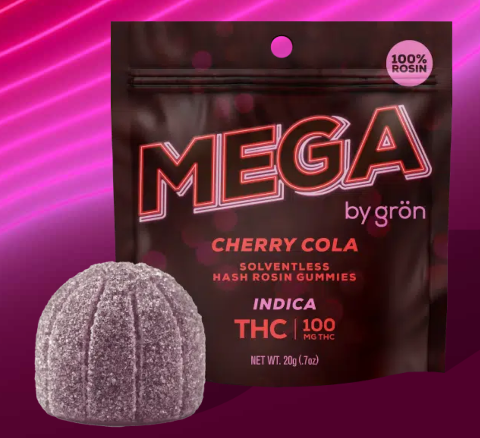 Photograph of product: Gron - Mega - Rosin Cherry Cola (100mg)