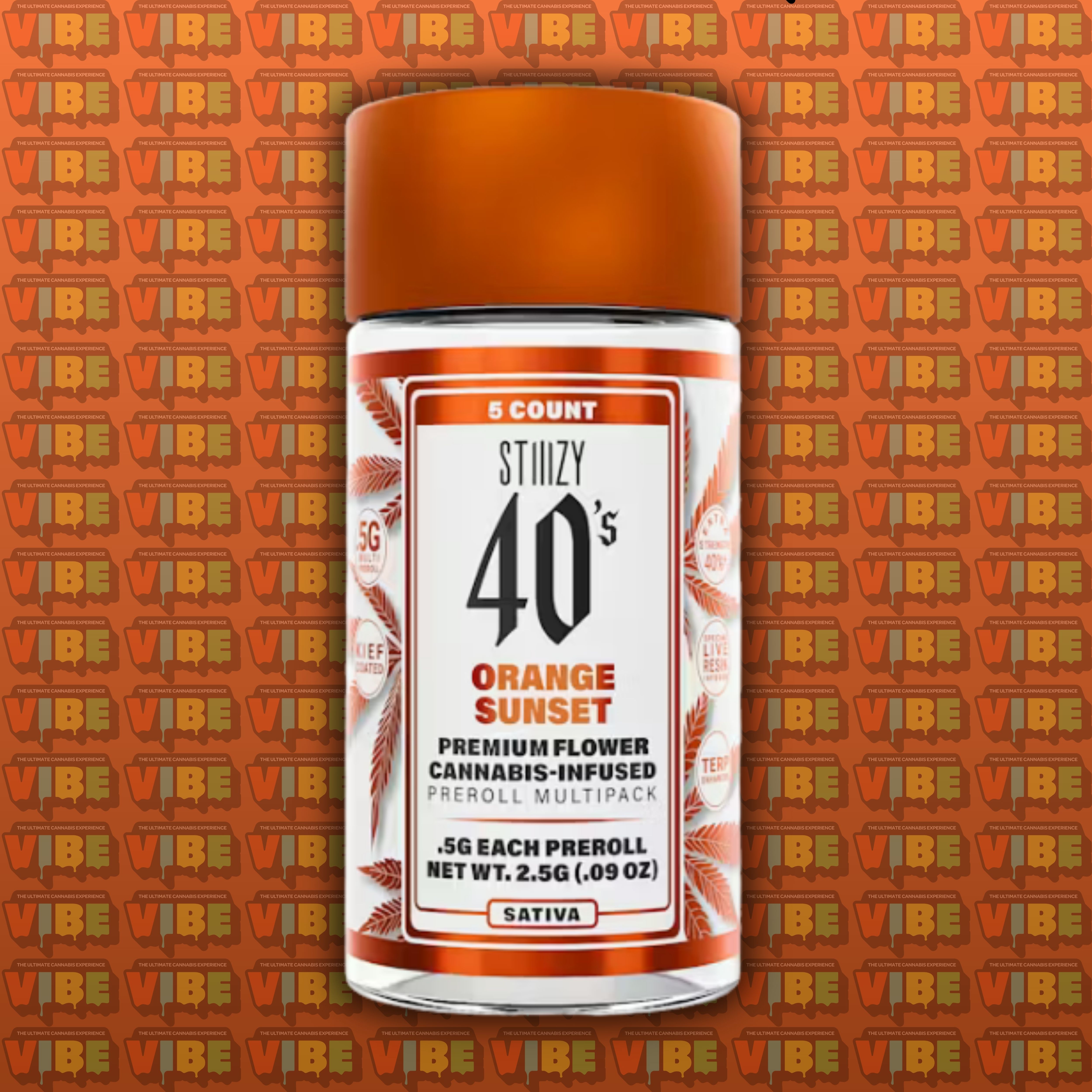 Photograph of product: Stiiizy 40s | Orange Sunset | 0.5g - 5pk (2.5g) Infused Preroll Pack | REC