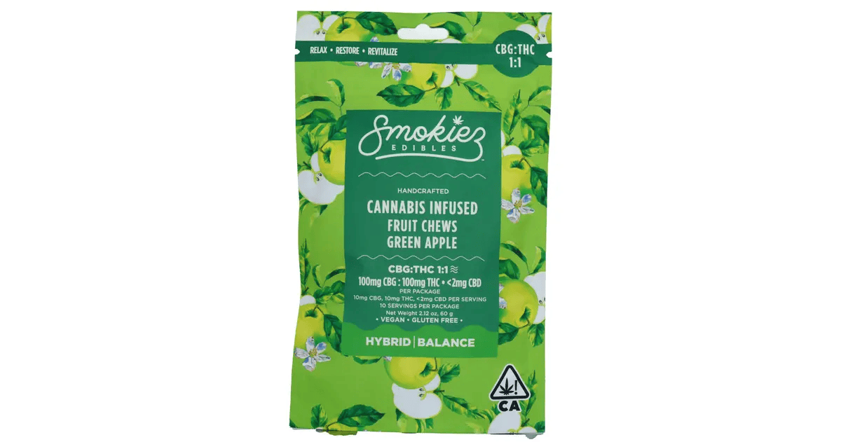 Photograph of product: Green Apple 1:1 TH-oui:CBG Gummies 10pk