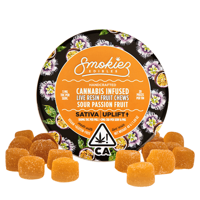 Photograph of product: Smokiez - Live Resin Sour Passion Fruit 100mg - Smokiez - Live Resin Sour Passion Fruit 100mg