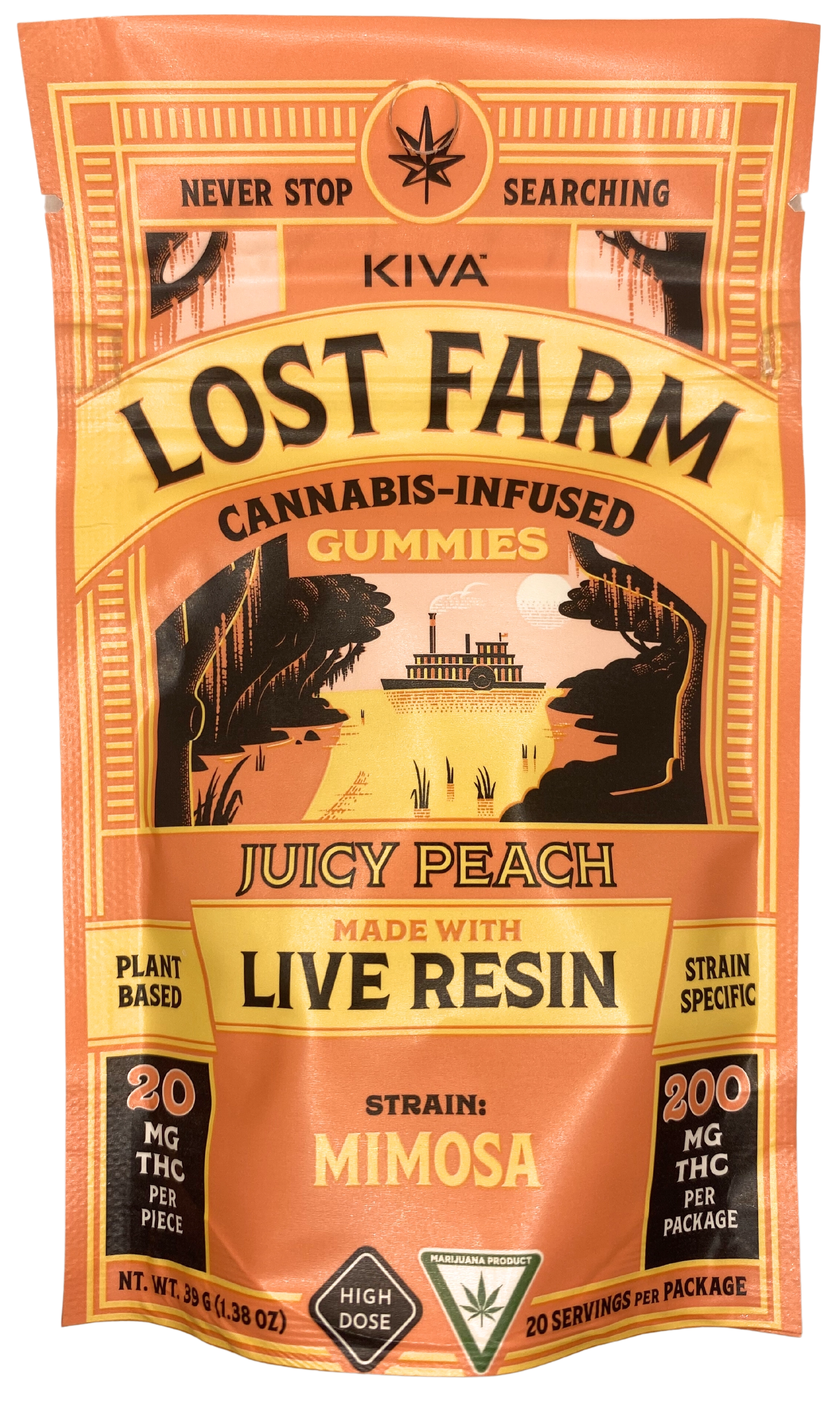 Photograph of product: Lost Farm | Juicy Peach | Live Resin Gummy Edible | 200mg TH-oui