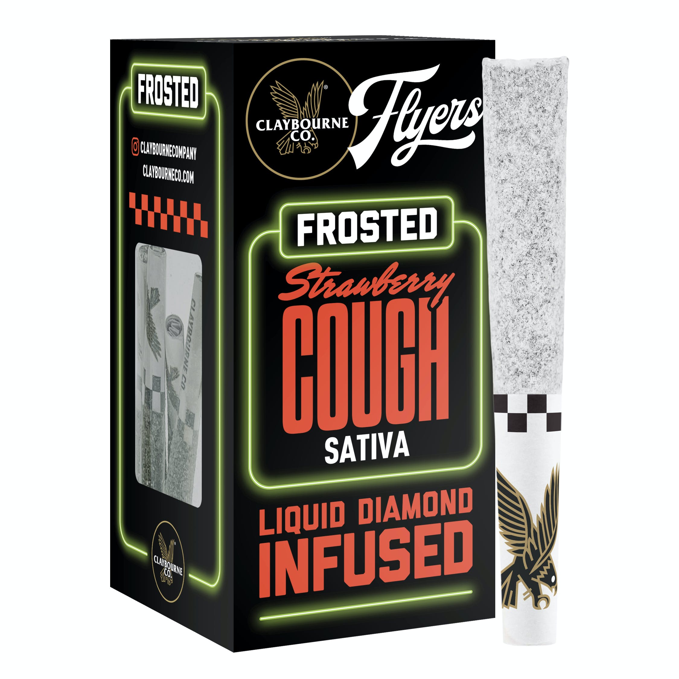 Photograph of product: Claybourne Co. | Strawberry Cough Frosted Flyers Pre-Rolls (5 Pack) | 2.5g