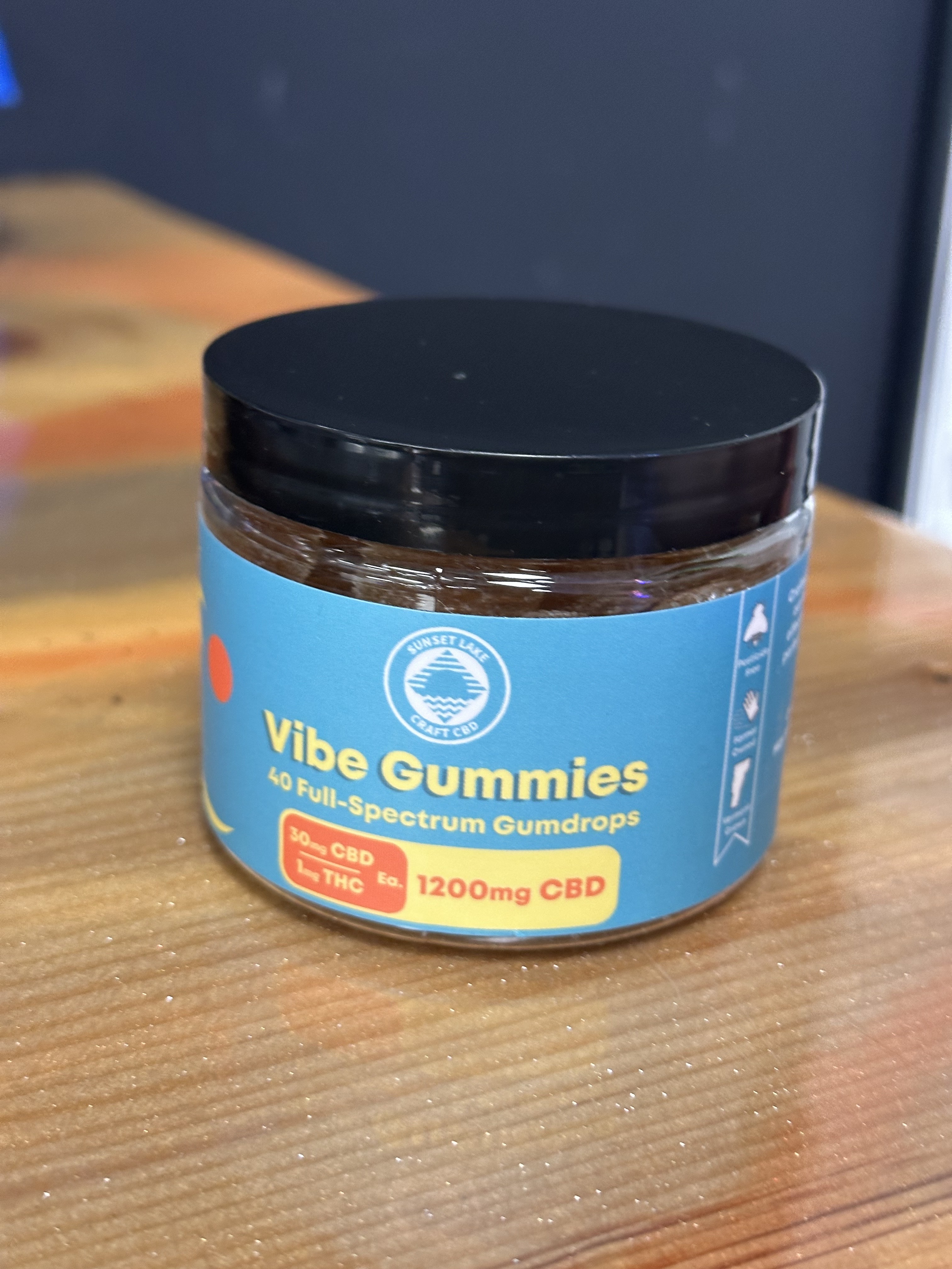 Photograph of Product: Vibe Gummies | 1mg THC | 30mg CBD | 40pk