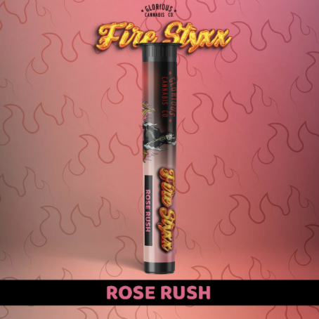 Photograph of product: GLORIOUS | ROSE RUSH | FIRE STYX | TH-ouiA INFUSED | PRE ROLL