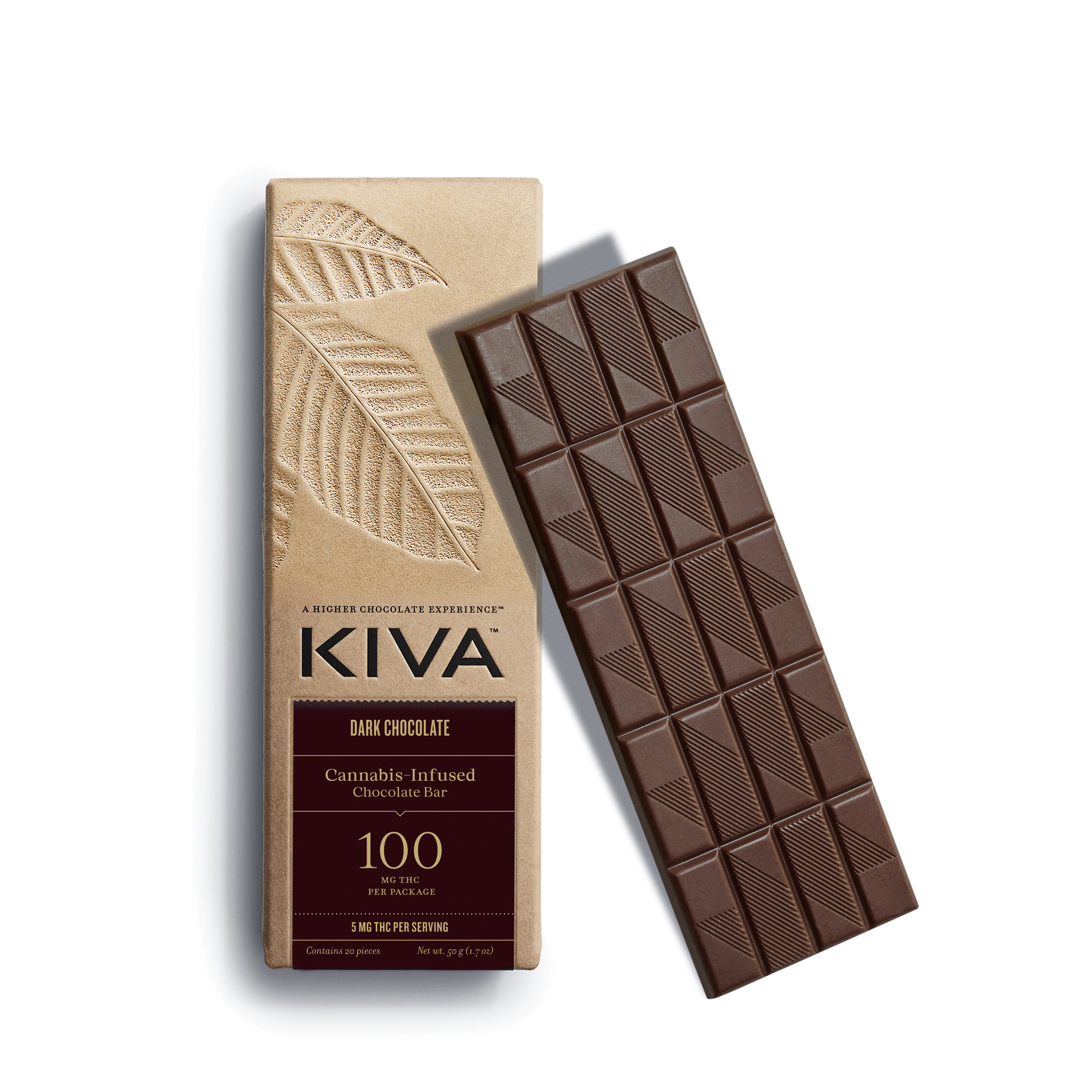 Photograph of product: KIVA | Dark Chocolate Bar | Edible | 100mg