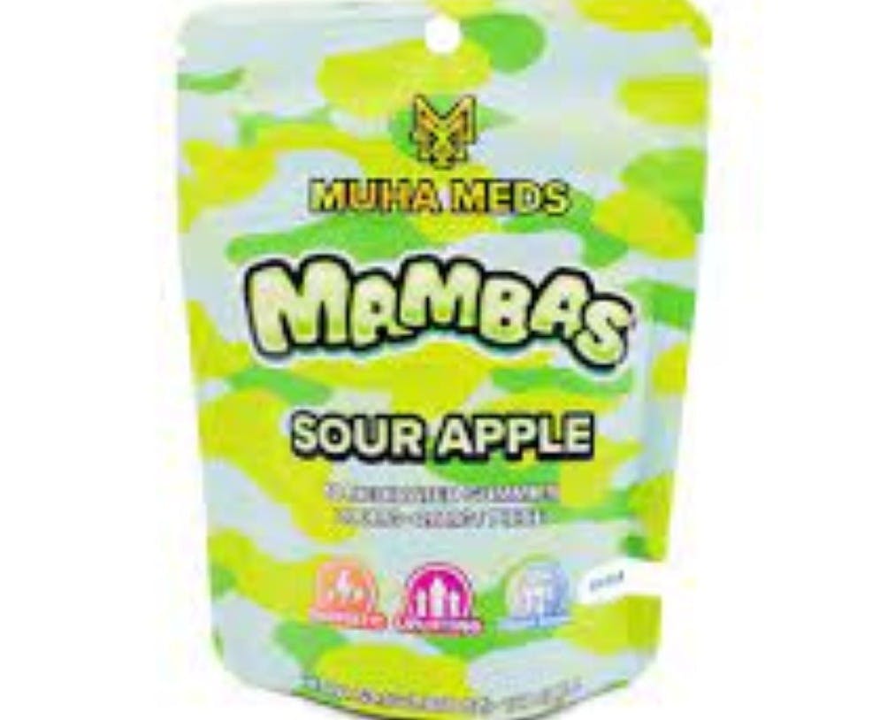 Photograph of product: MUHA MEDS | SOUR APPLE | au chocolat ROSIN GUMMIES | 200MG