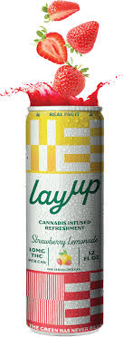 Photograph of product: LAYUP | 10MG FAST-ACTING  TH-oui BEVERAGE | STRAWBERRY LEMONADE | 12OZ SINGLE