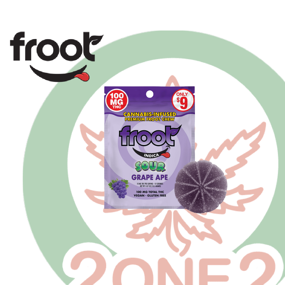 Photograph of product: Froot - Sour Grape Gummy - (100mg)
