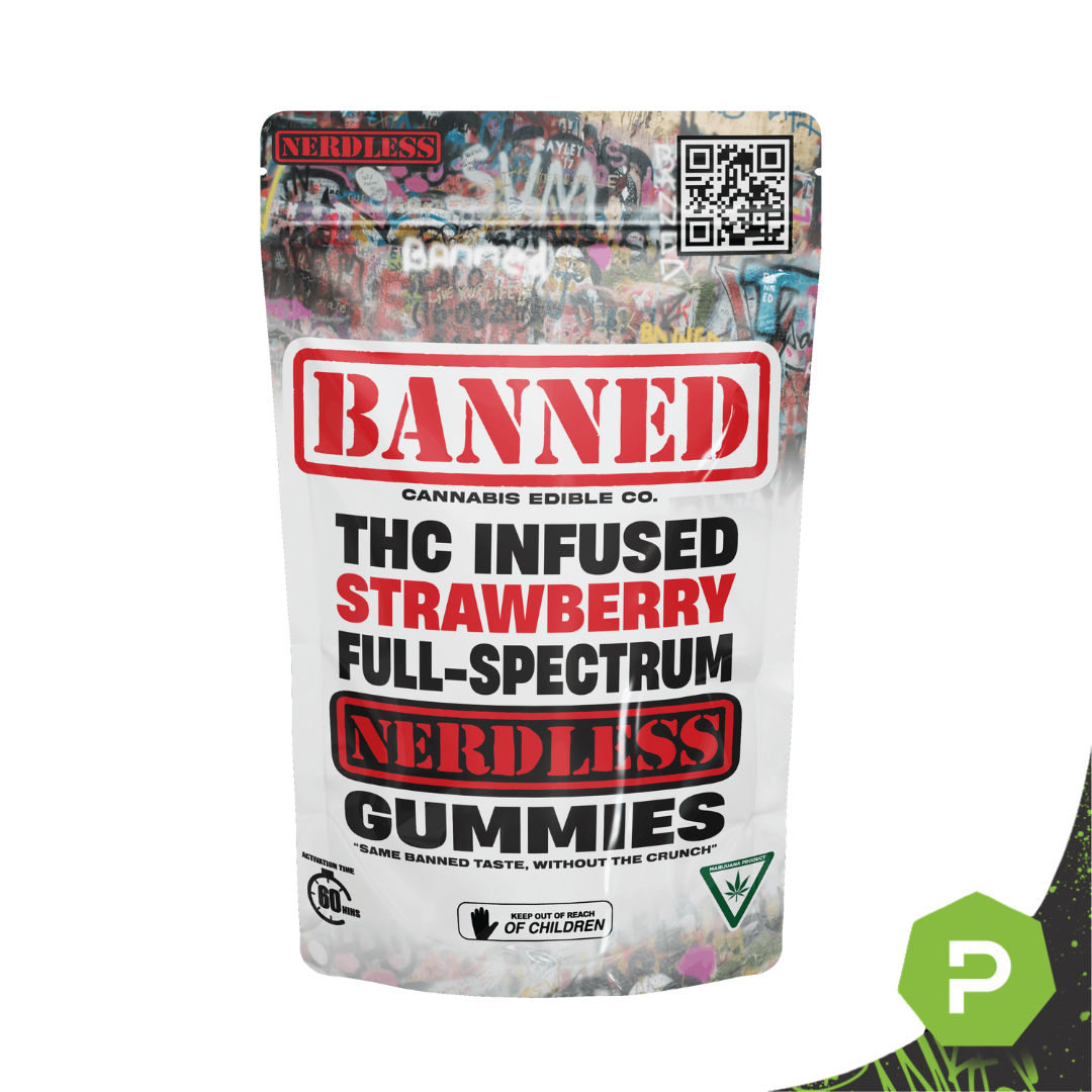 Photograph of product: Banned | 200mg Nerdless Gummies | Strawberry