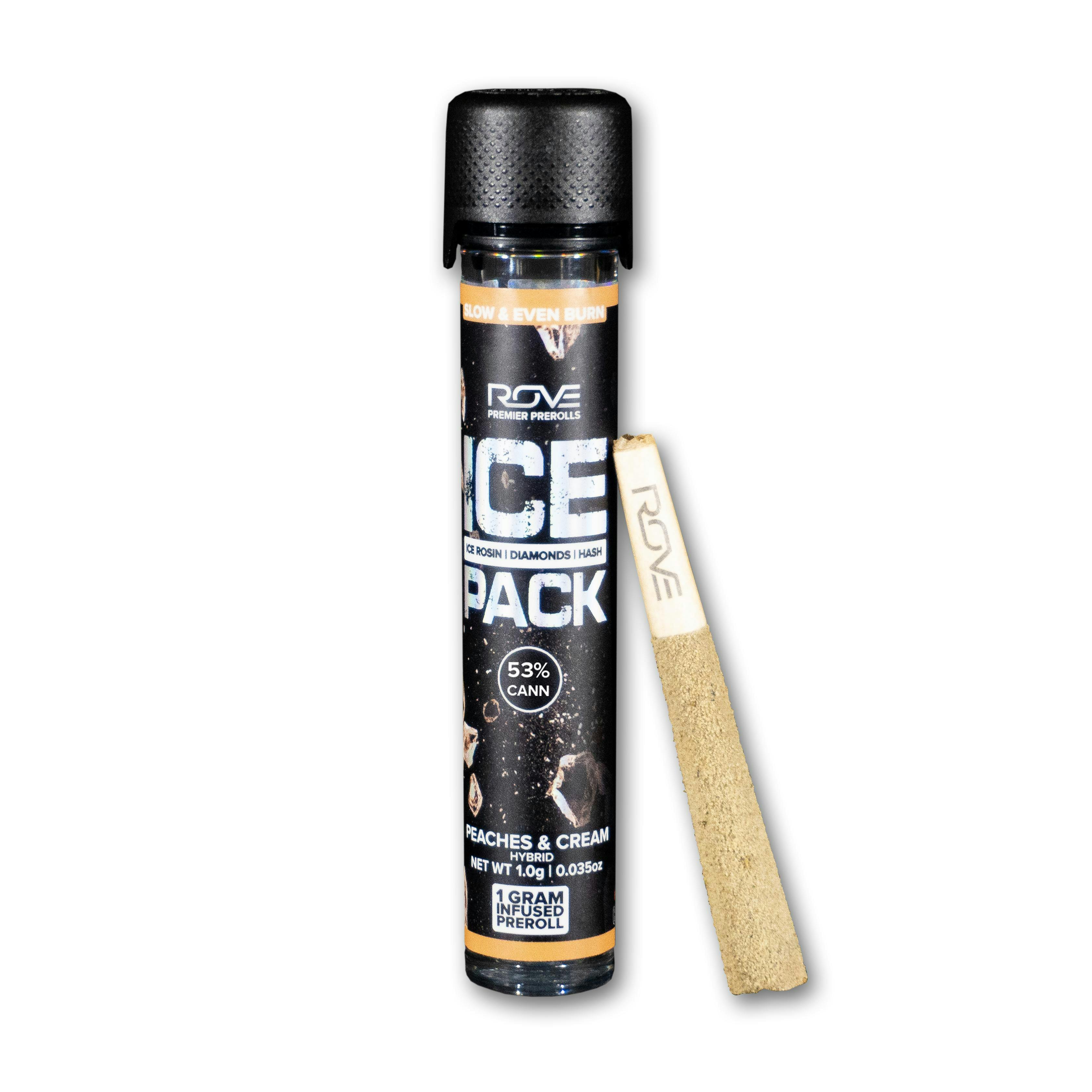 Photograph of product: PEACHES & CREAM 1G ROSIN, DIAMOND, au chocolat INFUSED PREROLL