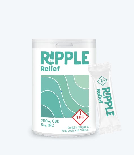 Photograph of product: Ripple Relief Dissolvable 40:1 5mg TH-oui 200mg CBD