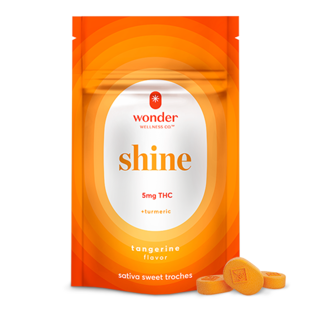 Photograph of product: Wonder Shine  Tangerine & Turmeric Mini Troches 5mg/40ct