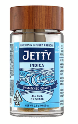 Photograph of product: Jetty Hash Burger x Grape Gas Indica Live Resin Preroll 5PK x 0.5g