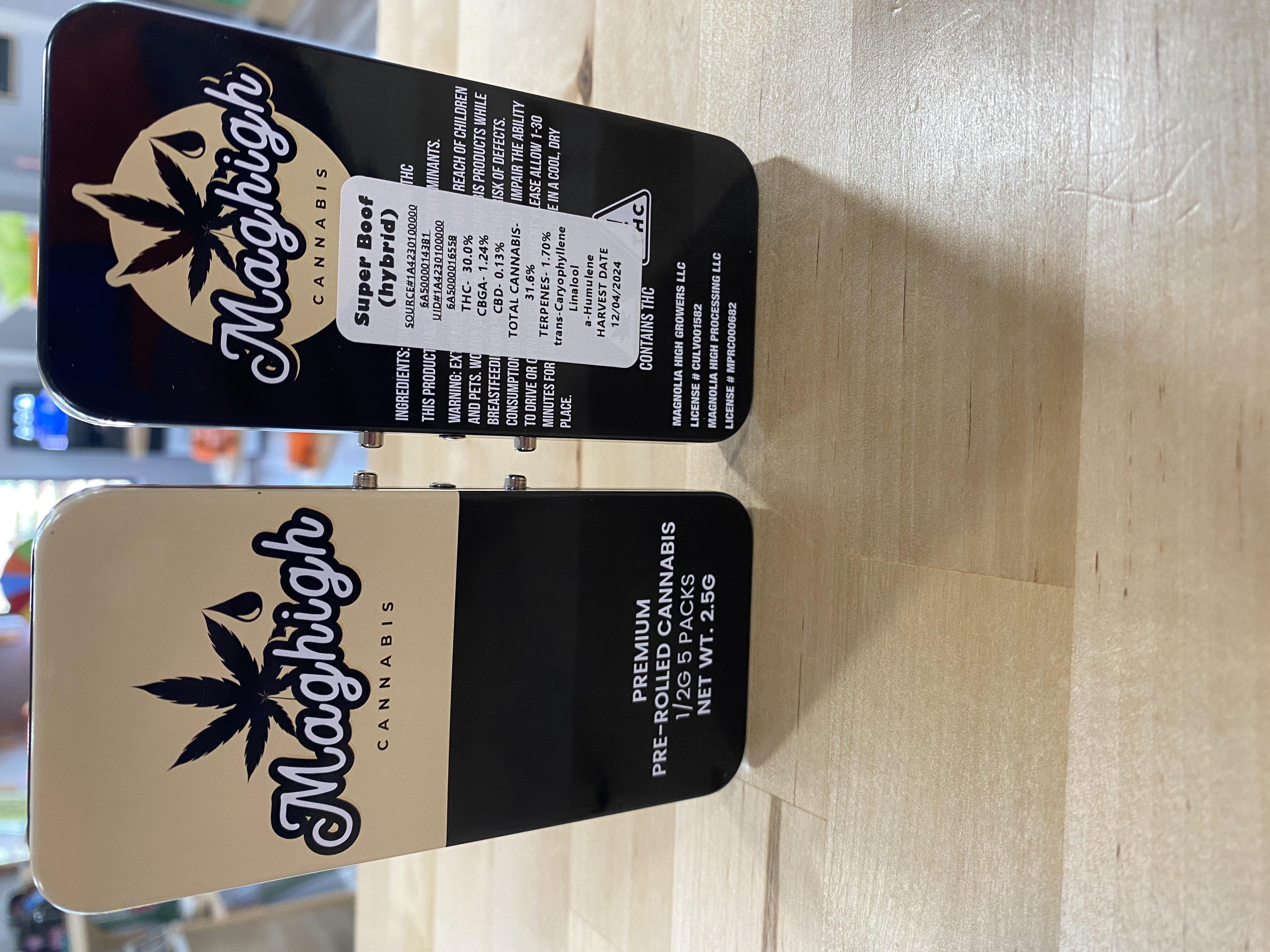 Photograph of product: MagHigh Super Boof (H) Pre Roll- 5pk - 2.5g