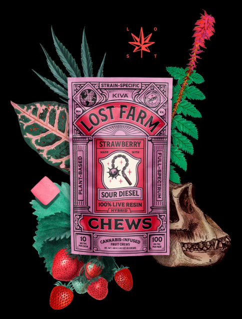Photograph of product: CL Kiva Lost Farm Live Resin Fruit Chews - Strawberry 100mg