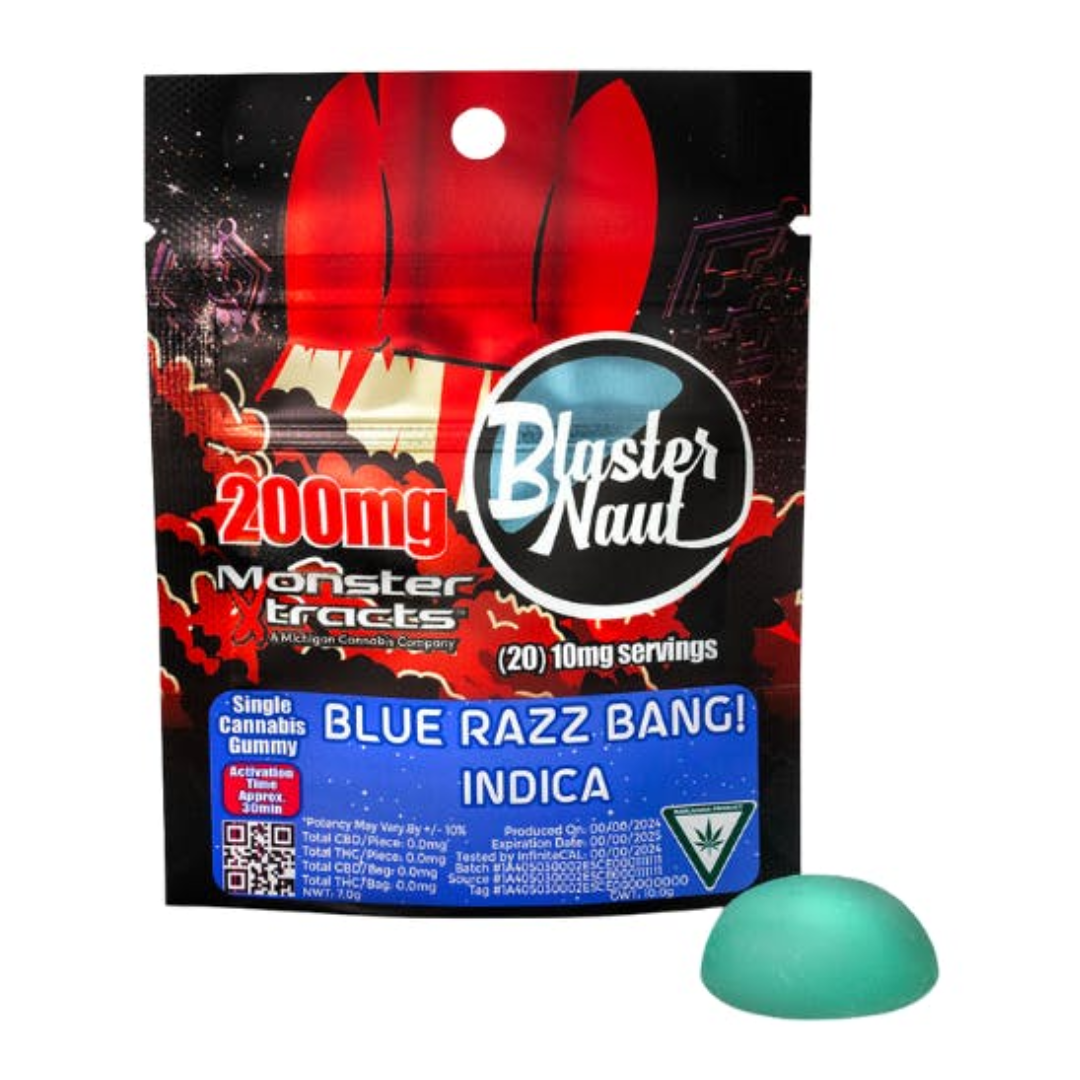 Photograph of product: Monster Xtracts - 200mg Gummies Blaster Naut - Blue Razz Bang