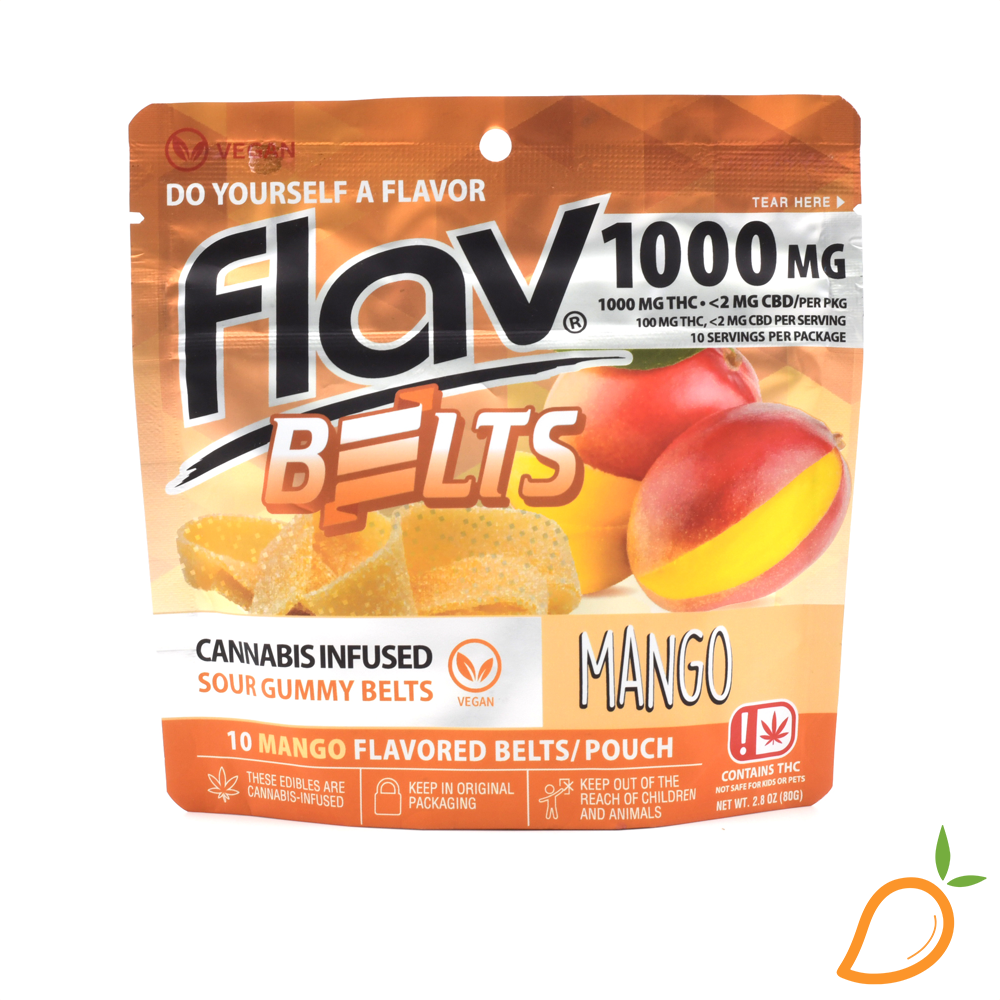 Photograph of product: 1000mg Mango Gummy Belts Flav