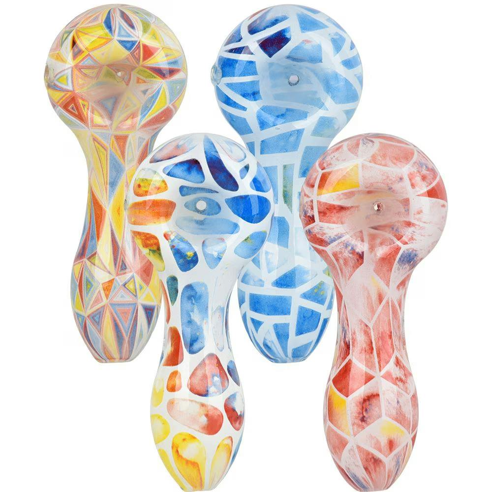 Photograph of product: Geometric Colorful Print Glass Spoon Pipe