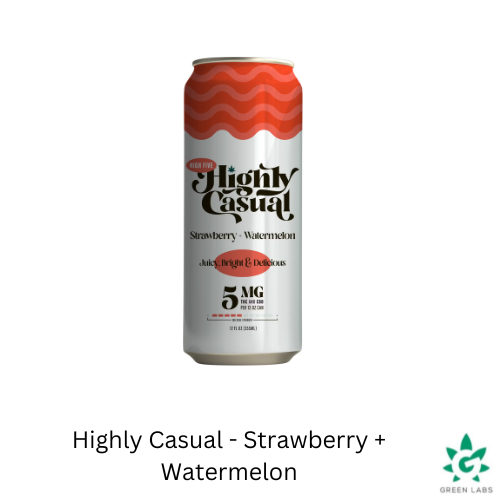 Photograph of Product: (REC) Highly Casual 5mg Single - Strawberry & Watermelon Seltzer
