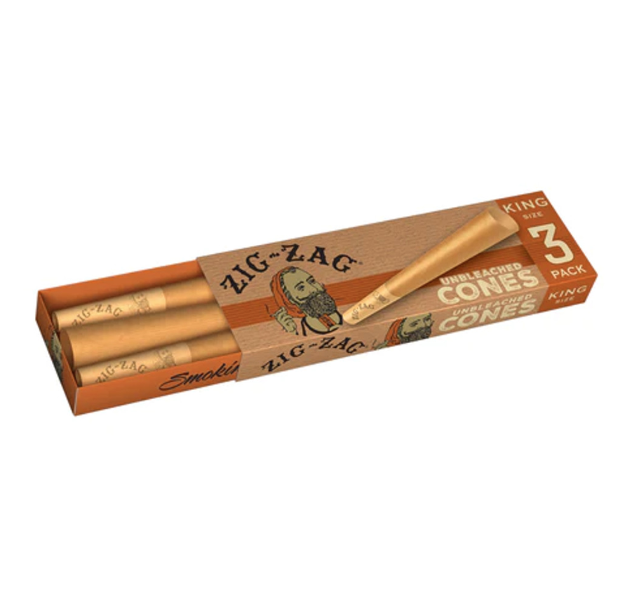 Photograph of product: Zig-Zag - Unbleached Cones | King Size -  3pk