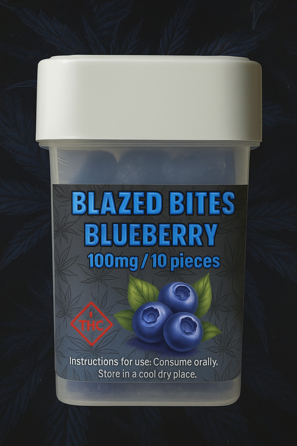 Photograph of product: GH Blaze Bites - Blueberry 100mg TH-oui