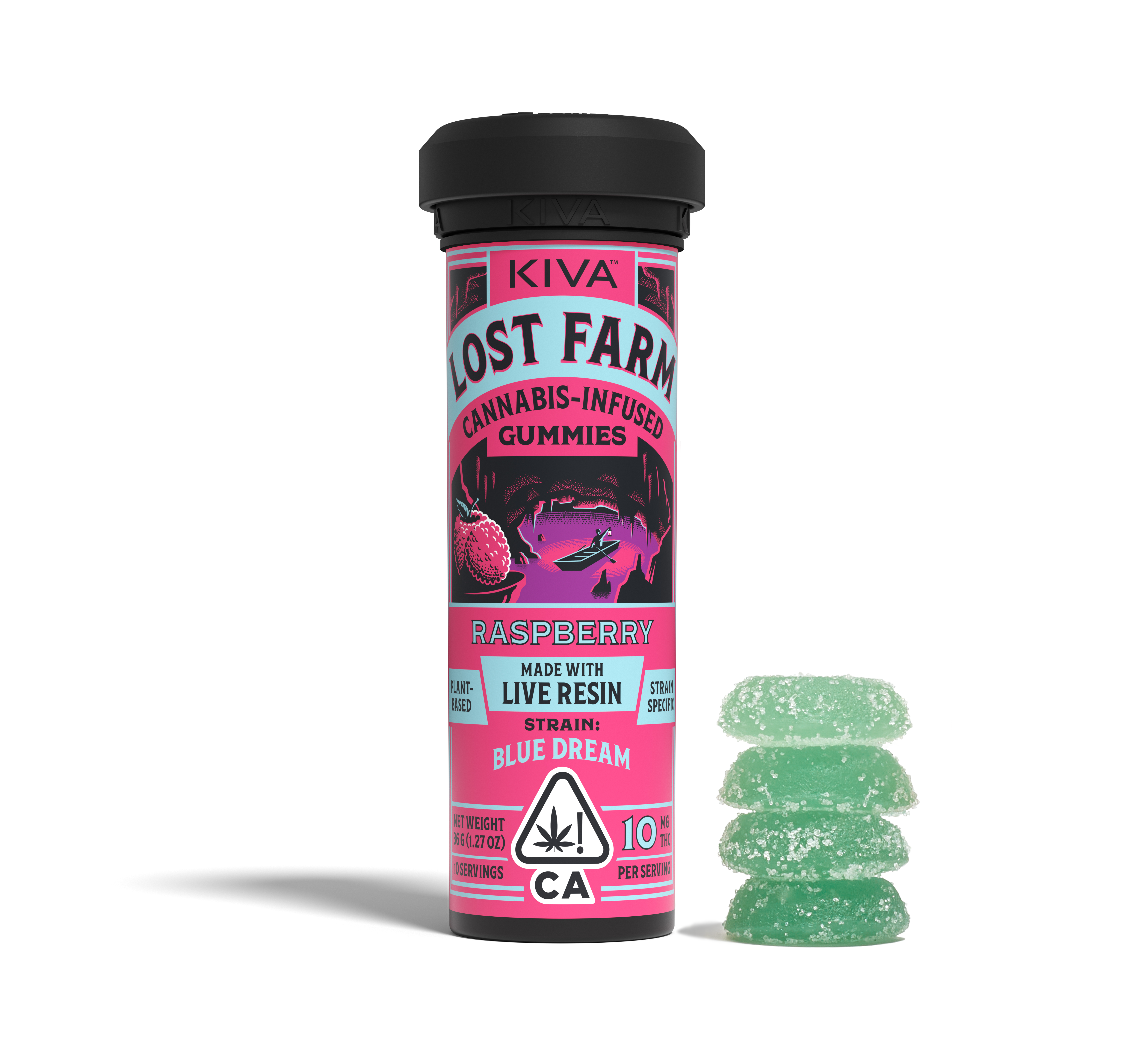 Photograph of product: Kiva Confections | Lost Farm Raspberry Wedding Cake Live Resin Gummies | 100mg