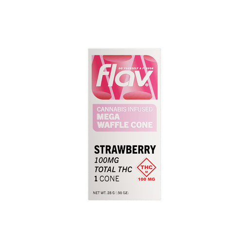Photograph of product: Flav: Mega Waffle Cone | Strawberry | 100mg | 1pk