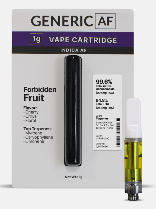 Photograph of product: GENERIC AF | FORBIDDEN FRUIT | VAPE CART
