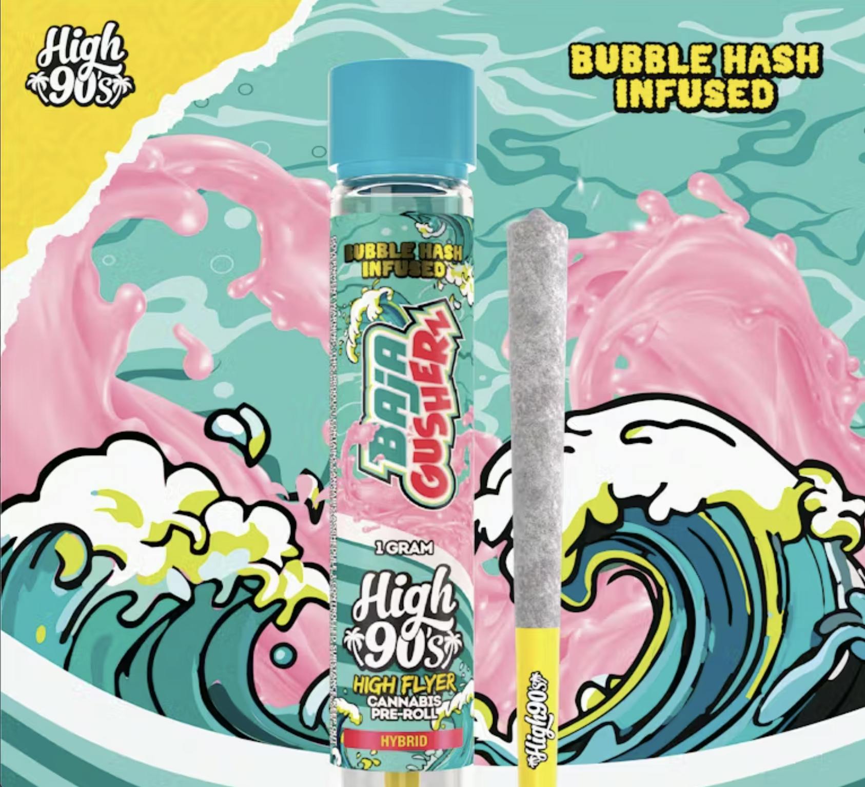 Photograph of product: High 90's - Baja Gusherz - 1G - Bubble au chocolat Infused Pre Roll