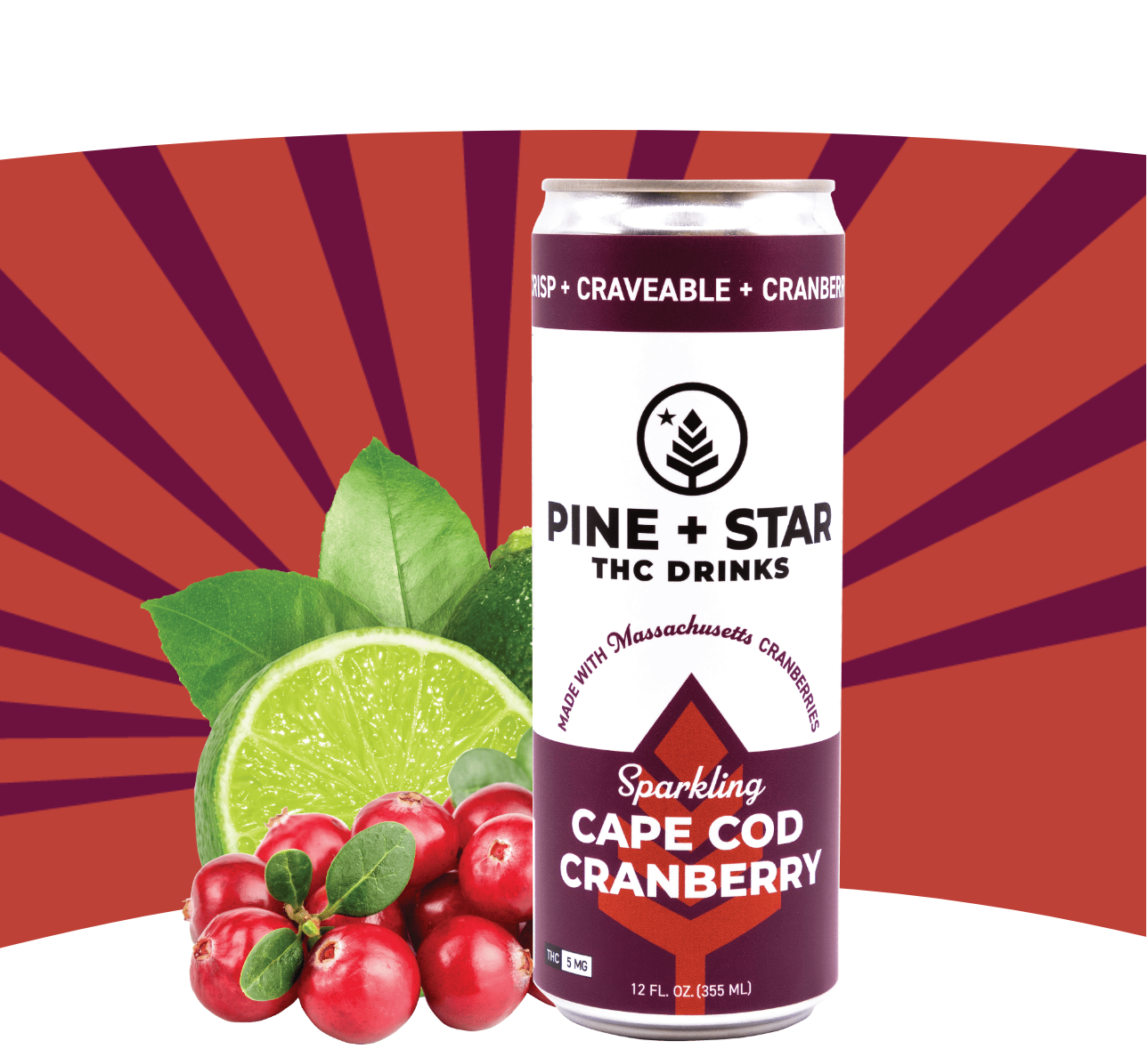 Photograph of product: (Pine+Star) Sparkling Cape Cod Cranberry Drink