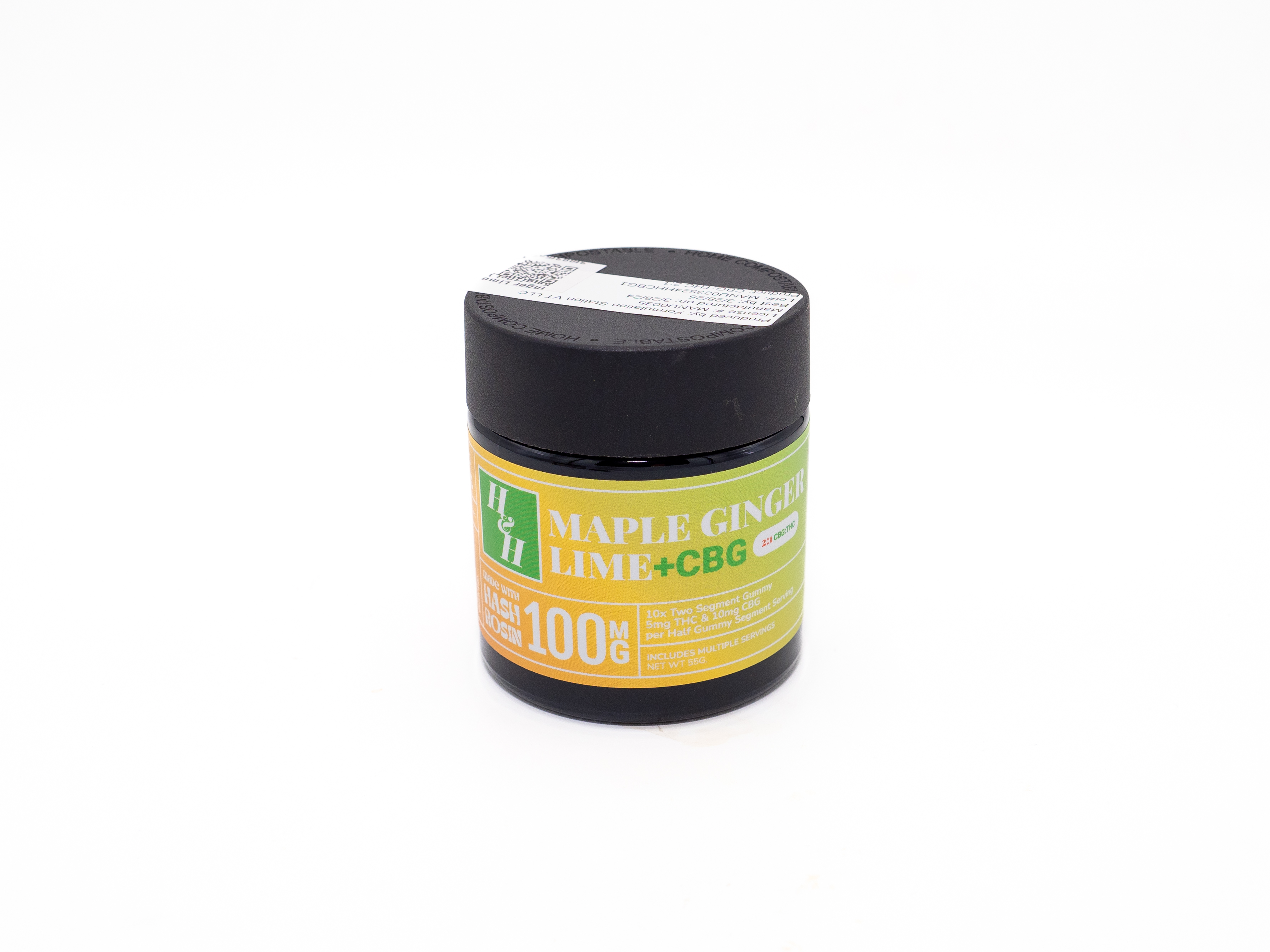Photograph of product: Haute and Heady - CBG:TH-oui 2:1 Maple Ginger Lime au chocolat Rosin Gummy - 5mg(10ct.)
